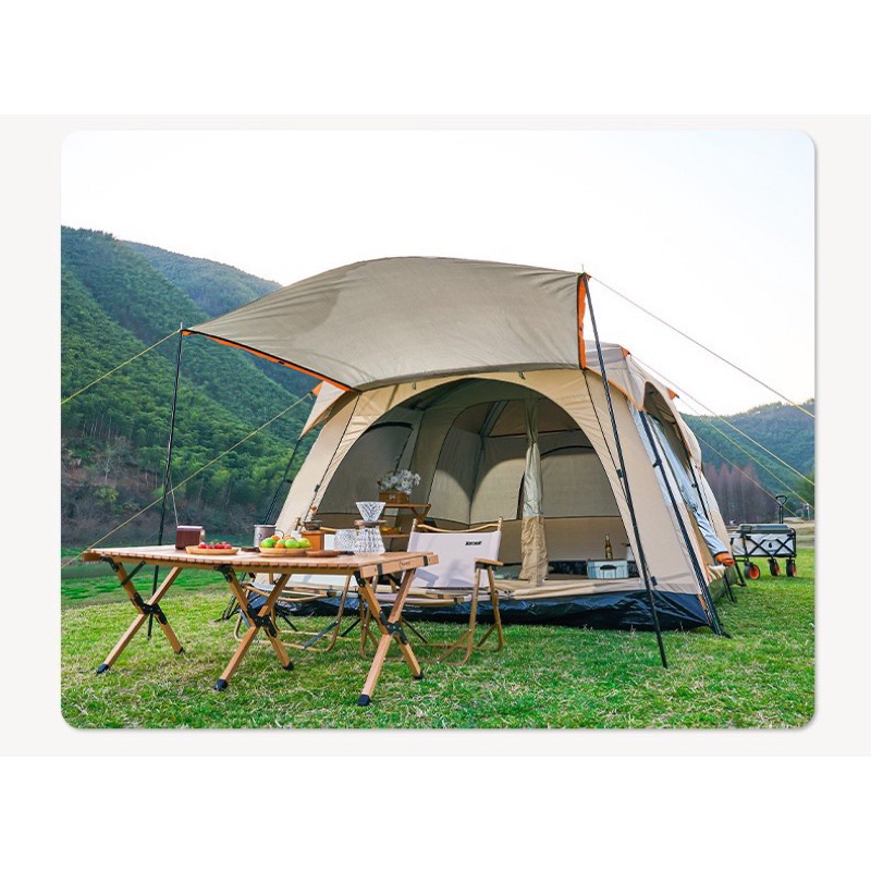 Lều cắm trại gấp gọn 6-8người, Lều dã ngoại tự bung chứa 6-8 người, Lều cắm trại gia đình, Lều cắm trại 2 gian