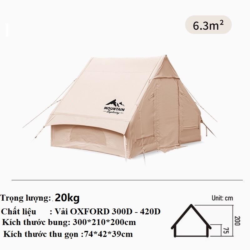 Lều Bơm Hơi, Lều Glamping bơm hơi 6-8 người, Lều bơm hơi tự động chính hãng Mountain