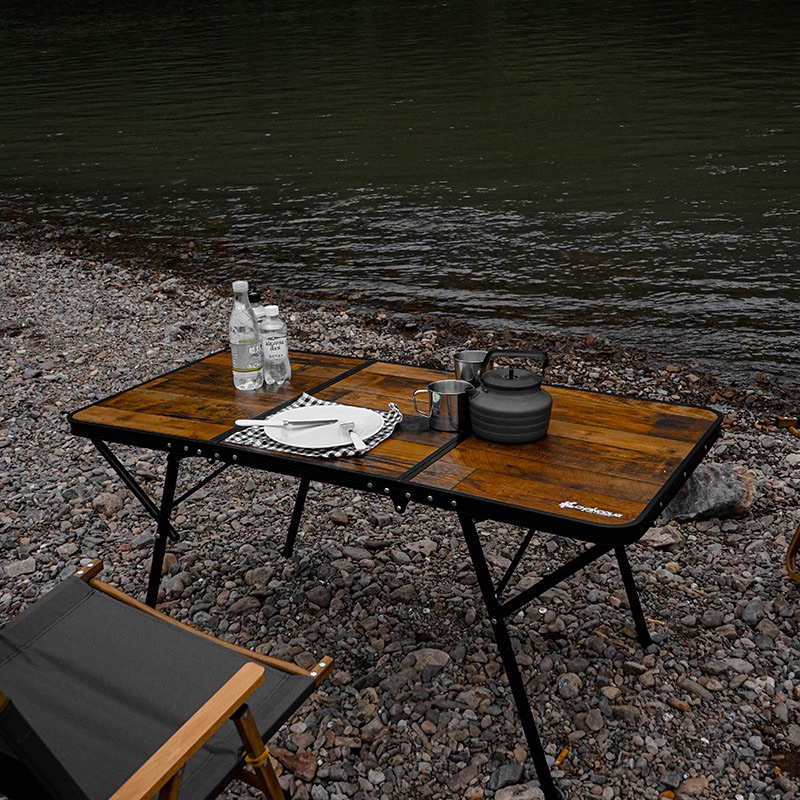 Bàn Dã Ngoại Kim Loại Vân Gỗ Gấp Gọn, Bàn gấp gọn đặc ngoại, Bàn gấp gọn Camping, Bàn cắm trại chính hãng Chanodug
