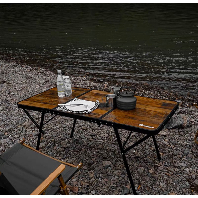Bàn Dã Ngoại Kim Loại Vân Gỗ Gấp Gọn, Bàn gấp gọn đặc ngoại, Bàn gấp gọn Camping, Bàn cắm trại chính hãng Chanodug