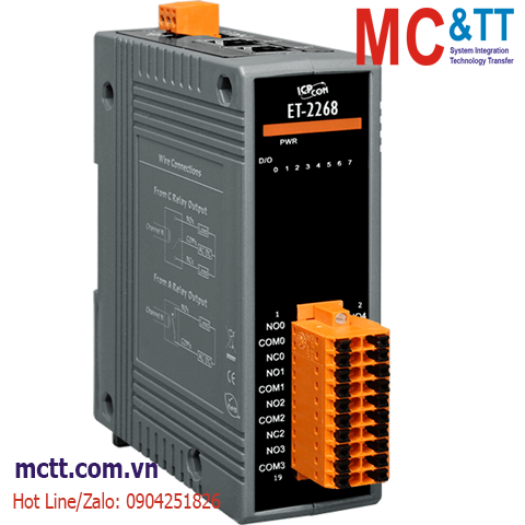 Module 2 cổng Ethernet Modbus TCP & MQTT 8 kênh Relay Output ICP DAS ET-2268 CR