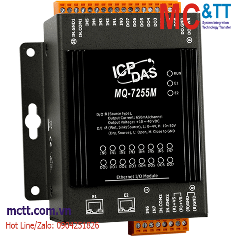 Module 2 cổng Ethernet MQTT 8 kênh DI + 8 kênh DO ICP DAS MQ-7255M CR