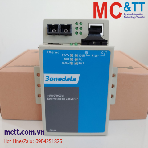 Bộ chuyển đổi quang điện 1 cổng Gigabit Ethernet 3Onedata MODEL3012-S-SC-20KM (Dual fiber, Single-mode, SC, 20KM)