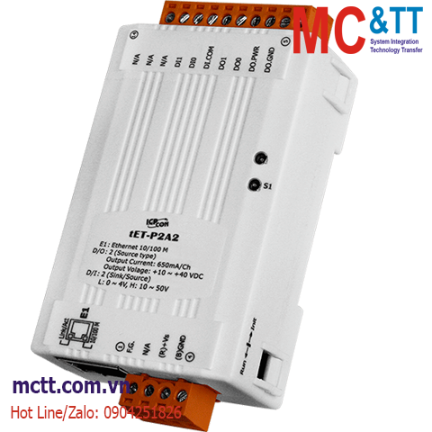 Module Ethernet Modbus TCP 2 kênh DI + 2 kênh DO ICP DAS tET-P2A2 CR