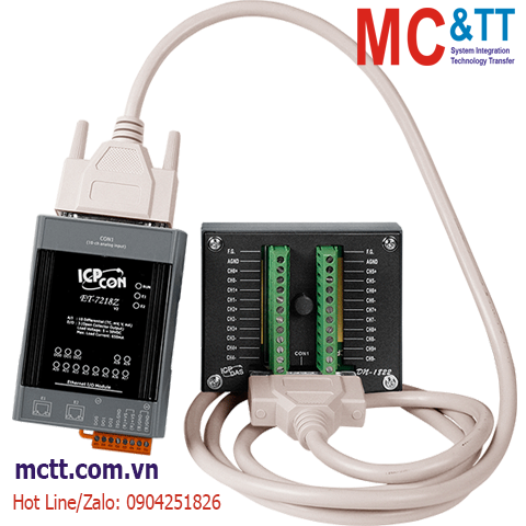 Module 2 cổng Ethernet Modbus TCP 10 kênh AI (Thermocouple) + 3 kênh DO ICP DAS ET-7218Z/S2 CR