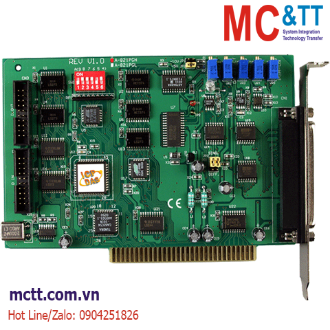 Card ISA 16 kênh AI 12 bits, 45 kS/s + 2 kênh AO + 16 kênh DI/DO + 1 kênh Timer/Counter/Frequency ICP DAS A-821PGH CR