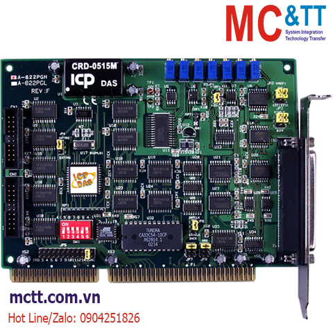 Card ISA 16 kênh AI 12 bits, 125 kS/ + 2 kênh AO + 16 kênh DI/DO + 1 kênh Timer/Counter/Frequency ICP DAS A-822PGH/S CR