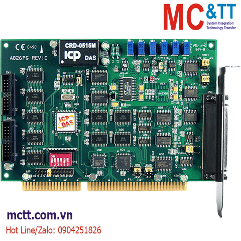 Card ISA 16 kênh AI 16 bits, 100 kS/s + 2 kênh AO + 16 kênh DI/DO + 1 kênh Timer/Counter/Frequency ICP DAS A-826PG CR