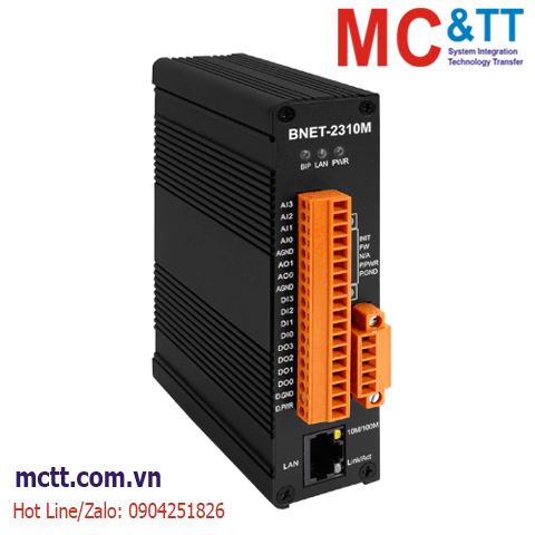 Module BACnet/IP 4 kênh AI + 2 kênh AO + 4 kênh DI + 4 kênh DO ICP DAS BNET-2310M CR