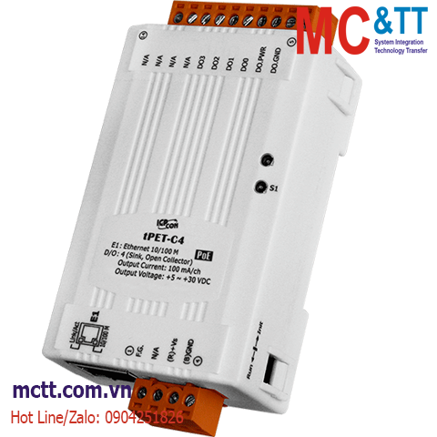 Module PoE Ethernet Modbus TCP 4 kênh DO ICP DAS tPET-C4 CR