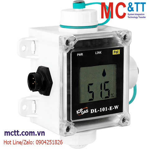 Module đo và hiển thị hiệt độ + độ ẩm Ethernet Modbus TCP & MQTT ICP DAS DL-101-E-W CR