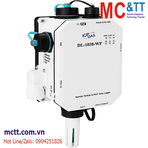 Module Data Logger đo độ bụi PM1/2.5/10 + đo  CO + CO2 + TVOC+ nhiệt độ + độ ẩm RS-485/Ethernet/Wi-Fi Modbus RTU/TCP & MQTT ICP DAS DL-1038-WF CR
