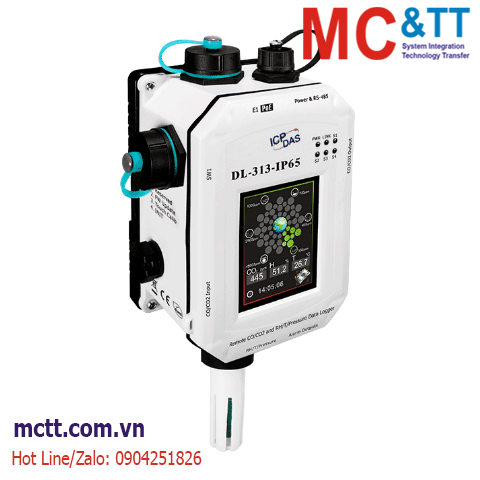 Module Data Logger đo CO + CO2 + nhiệt độ + độ ẩm + Áp suất RS-485/Ethernet Modbus RTU/TCP & MQTT ICP DAS DL-313-IP65 CR