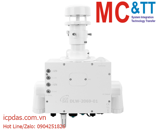 Trạm thời tiết Mini đo thông tin thời tiết - đo bụi mịn PM1/PM2.5/PM10 và chất lượng không khí (CO+CO2+NH3+O2+SO2+H2S+CH4) ICP DAS DLW-2069-01 CR