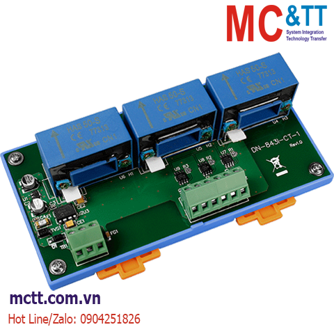 Bộ chuyển đổi 3 kênh đầu vào đo dòng 1A sang tương tự ICP DAS DN-843I-CT-1 CR