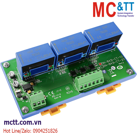 Bộ chuyển đổi 3 kênh đầu vào đo dòng 10A sang tương tự ICP DAS DN-843I-CT-10 CR