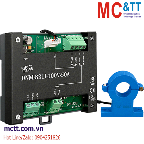 Bộ chuyển đổi 1 kênh điện áp 100V + 1 kênh dòng điện 50A sang tương tự ICP DAS DNM-831I-100V-50A CR