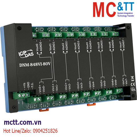 Bộ chuyển đổi 8 kênh đầu vào điện áp 80V sang tương tự ICP DAS DNM-848VI-80V CR
