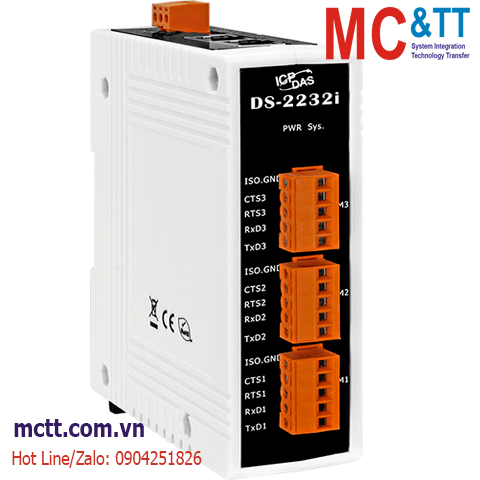Bộ chuyển đổi 3 cổng RS-232 sang 2 cổng Ethernet ICP DAS DS-2232i CR