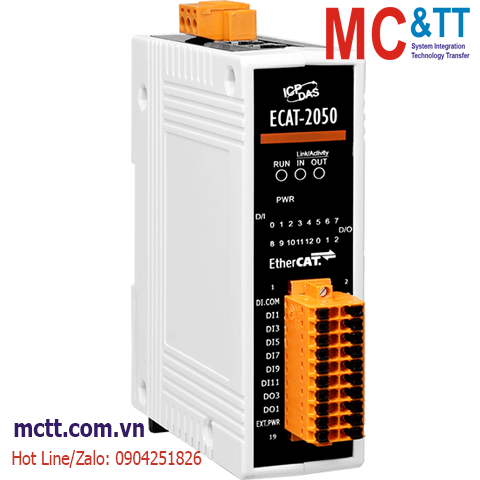 Module EtherCAT Slave 13 kênh đầu vào số DI + 4 kênh đầu ra số DO ICP DAS ECAT-2050 CR