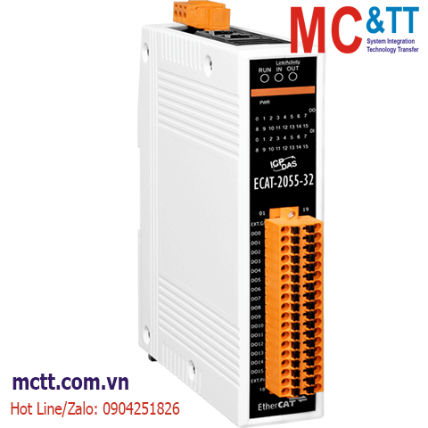 Module EtherCAT Slave 16 kênh đầu vào số DI + 16 kênh đầu ra số DO ICP DAS ECAT-2055-32 CR