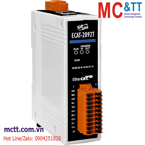 Module EtherCAT Slave 2 kênh đầu vào bộ đếm Encoder ICP DAS ECAT-2092T CR