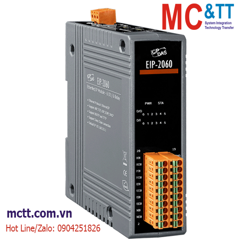 Module EtherNet/IP 6 kênh đầu vào số DI + 6 kênh đầu ra Relay ICP DAS EIP-2060 CR