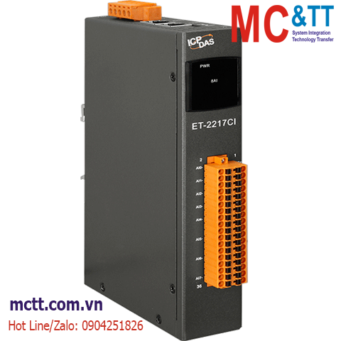 Module 2 cổng Ethernet Modbus TCP & MQTT lưu trữ dữ liệu Data Logger 8 kênh AI ICP DAS ET-2217CI CR