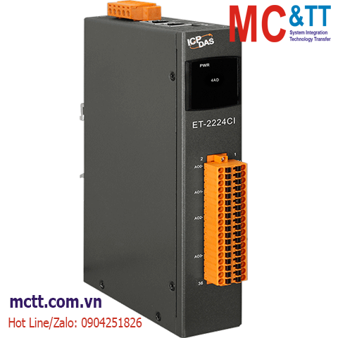 Module 2 cổng Ethernet Modbus TCP & MQTT 4 kênh AO ICP DAS ET-2224CI CR