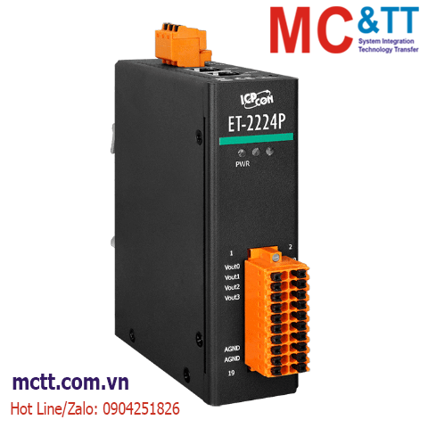 Module 2 cổng Ethernet Modbus TCP & MQTT 4 kênh AO ICP DAS ET-2224P CR