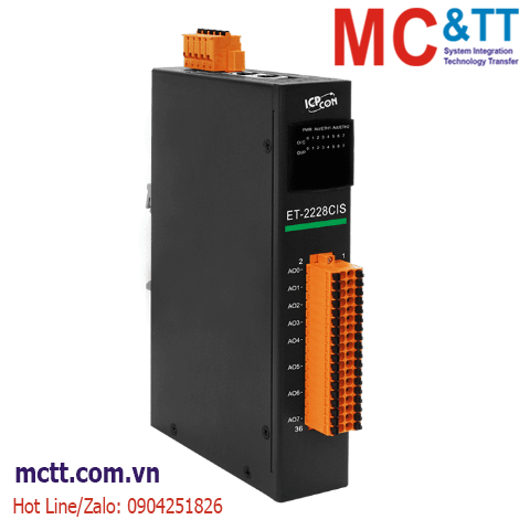 Module 2 cổng Ethernet Modbus TCP & MQTT 8 kênh AO ICP DAS ET-2228CIS CR