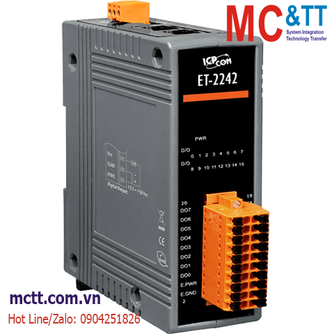 Module 2 cổng Ethernet Modbus TCP & MQTT 16 kênh DO ICP DAS ET-2242 CR