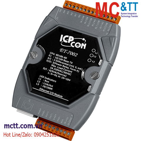 Module Ethernet Modbus TCP 3 kênh AI+6 kênh DI+3 kênh Relay ICP DAS ET-7002 CR