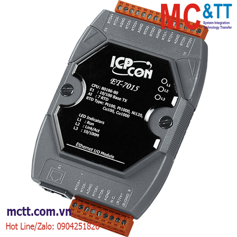 Module Ethernet Modbus TCP 7 kênh đầu vào RTD ICP DAS ICP DAS ET-7015 CR