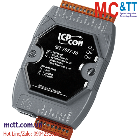 Module Ethernet Modbus TCP 10/20 kênh AI ICP DAS ET-7017-10 CR