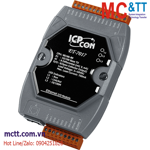 Module Ethernet Modbus TCP 8 kênh AI + 4 kênh DO ICP DAS ET-7017 CR