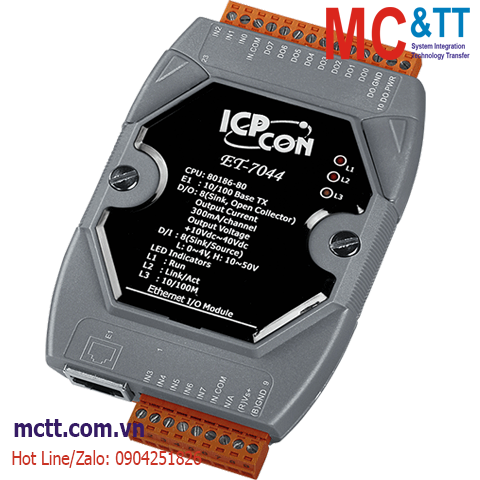 Module Ethernet Modbus TCP 8 kênh đầu vào số DI + 8 kênh đầu ra số DO ICP DAS ET-7044 CR