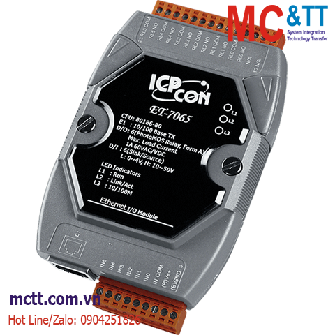 Module Ethernet Modbus TCP 6 kênh DI+6 kênh đầu ra Relay ICP DAS ET-7065 CR