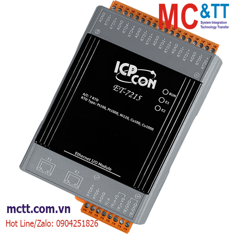 Module 2 cổng Ethernet Modbus TCP 7 kênh đầu vào RTD ICP DAS ICP DAS ET-7215 CR