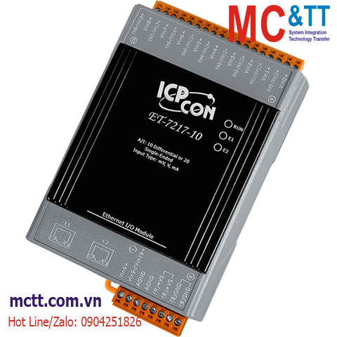 Module 2 cổng Ethernet Modbus TCP 10/20 kênh AI ICP DAS ET-7217-10 CR