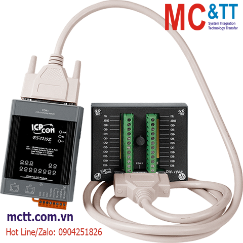 Module 2 cổng Ethernet Modbus TCP 10 kênh AI (Thermocouple) + 3 kênh DO ICP DAS ET-7219Z/S2 CR