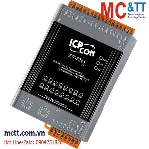 Module 2 cổng Ethernet Modbus TCP 16 kênh đầu ra số DO ICP DAS ET-7245 CR
