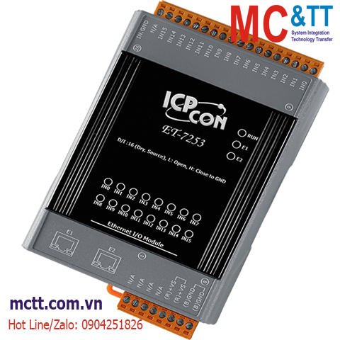 Module 2 cổng Ethernet Modbus TCP 16 kênh đầu vào số DI ICP DAS ET-7253 CR