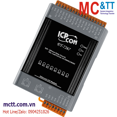 Module Ethernet Web Server + Modbus TCP  8 kênh Power Relay ICP DAS ETS-7267 CR