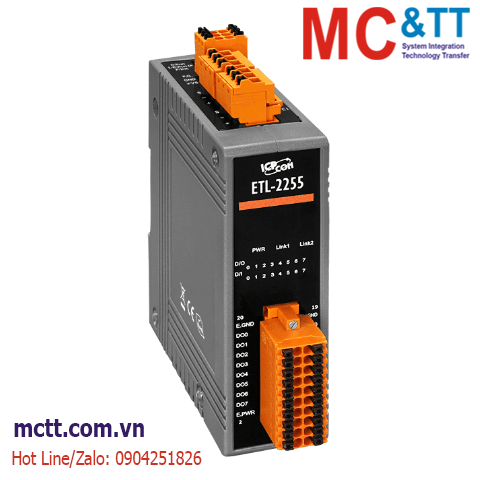 Module Ethernet T1L Modbus TCP & MQTT 8 kênh DI + 8 kênh DO ICP DAS ETL-2255 CR