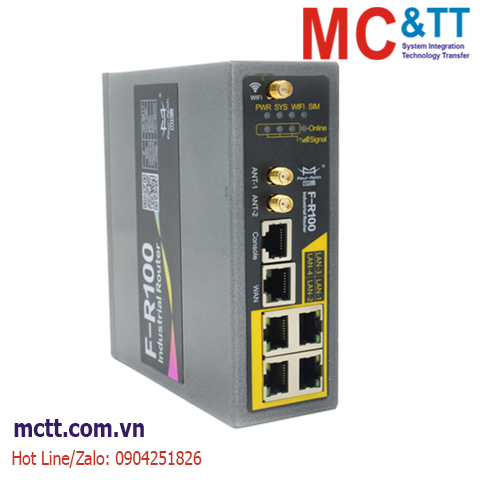 Router công nghiệp 4G (LTE) 1 cổng WAN + 4 cổng LAN + Wifi + 2DI/DO Four-Faith F-R100