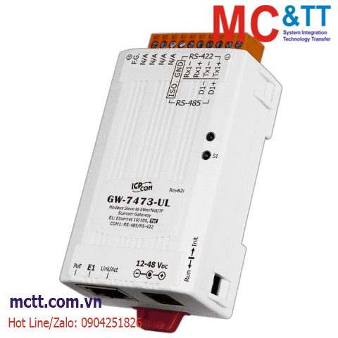 Bộ chuyển đổi Modbus TCP/RTU Slave sang EtherNet/IP Scanner ICP DAS GW-7473-UL CR