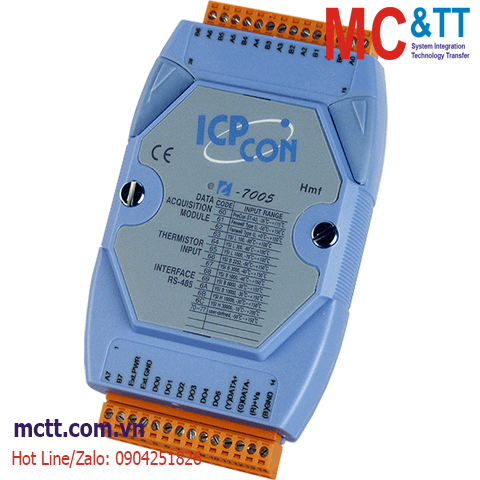 Module RS-485 DCON 8 kênh đầu vào nhiệt Thermistor + 6 kênh đầu ra số DO ICP DAS I-7005 CR