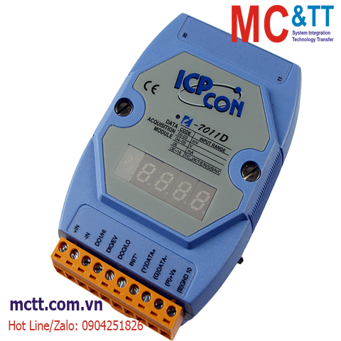 Module RS-485 DCON 1 kênh đầu vào tương tự cặp nhiệt Thermocouple + 2 kênh DO+1 kênh DI ICP DAS I-7011D CR