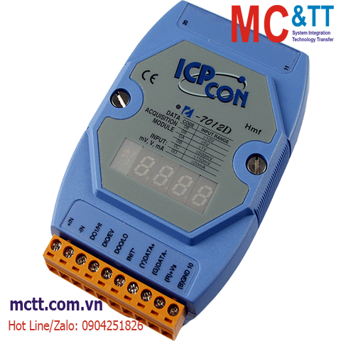 Module RS-485 DCON 1 kênh đầu vào tương tự AI+ 2 kênh DO + 1 kênh DI ICP DAS I-7012D CR